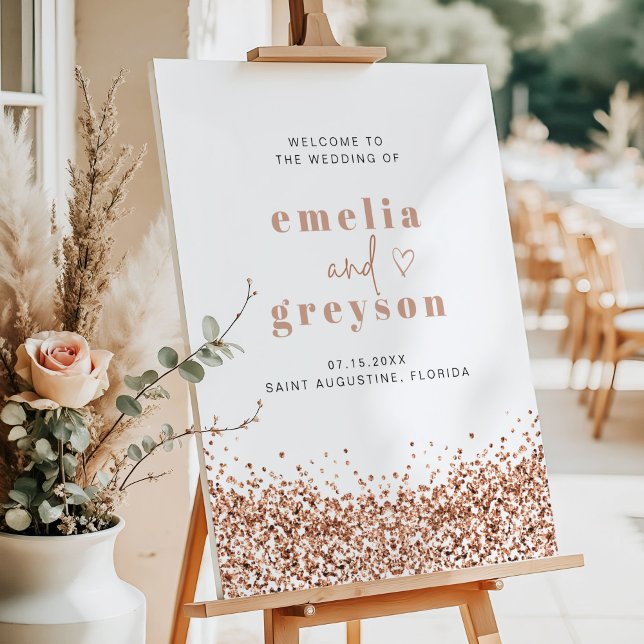 REGINA Rose Gold Sequins Wedding Welcome Poster (Creator Uploaded)