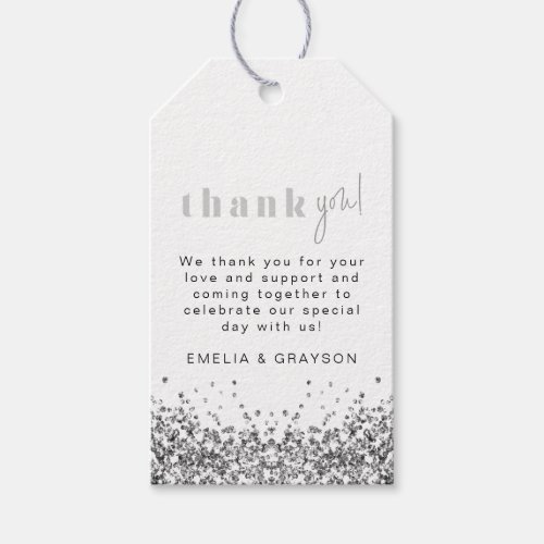 REGINA Silver Glitter Sequins Thank You Gift Tag