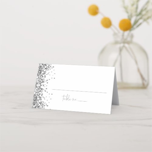 REGINA Silver Glitter Sequins Wedding Guest Name  Place Card