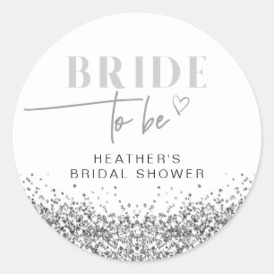 REGINA Silver Sequins Bride to Be Shower Classic Round Sticker