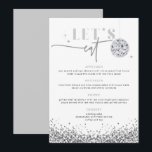 REGINA Silver Sequins Disco Wedding Let's Eat Menu<br><div class="desc">This "let's eat" menu features silver sequins, a disco ball, and a glam font duo. Use this template to edit the fonts, font color, and background color to match your event needs. Edit *most* of the wording to meet your event needs. This menu is perfect for your wedding, bridal shower,...</div>