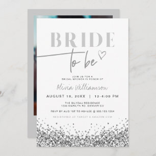 REGINA Silver Sequins Sparkly Bridal Shower Invita Invitation