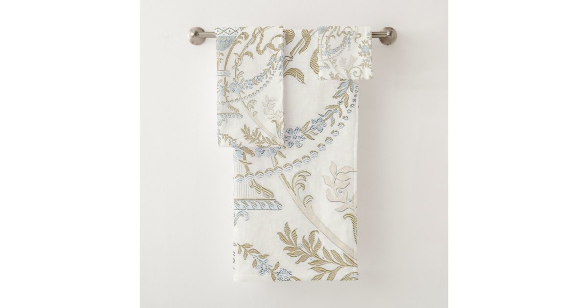 Regina White Blue Floral Bath Towel Set Zazzle