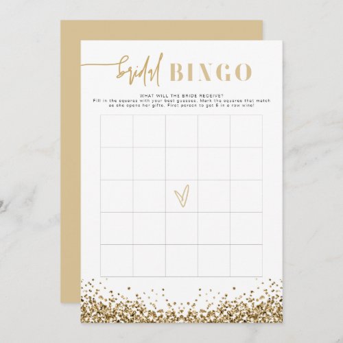  REGINA Yellow Gold Bridal Shower Bingo Game  Invitation