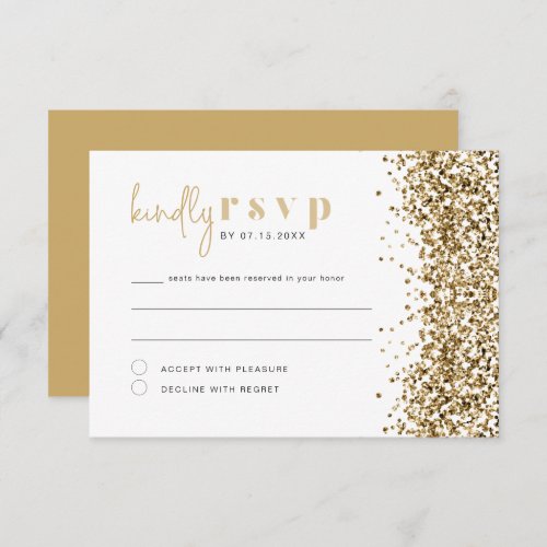 REGINA Yellow Gold Glitter Sequins Disco RSVP Card