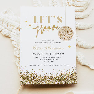 REGINA Yellow Gold Let's Disco Birthday Party Invitation