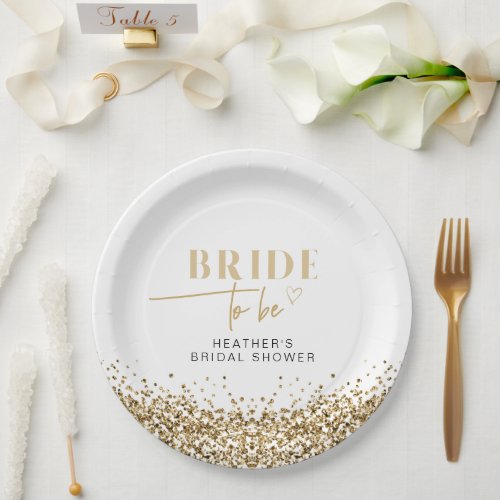 REGINA Yellow Gold Sequins Bride to Be Shower Paper Plates