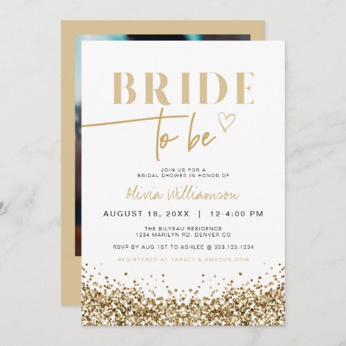 REGINA Yellow Gold Sequins Sparkly Bridal Shower Invitation