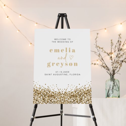 REGINA Yellow Gold Sequins Wedding Welcome  Foam Board