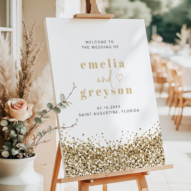REGINA Yellow Gold Sequins Wedding Welcome  Foam Board (Creator Uploaded)