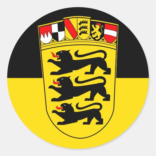 regional flag of Baden-Württemberg Classic Round Sticker (Front)