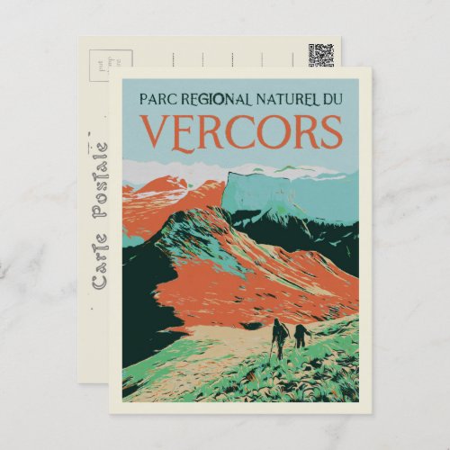 Regional park Vercors colorful illustration France Postcard