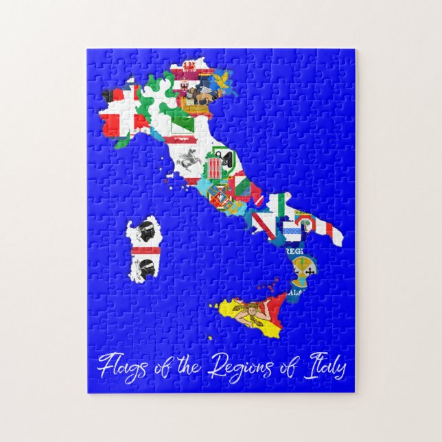 Regions of Italy Flags Map, Italian, Educational Jigsaw Puzzle (Vertical)