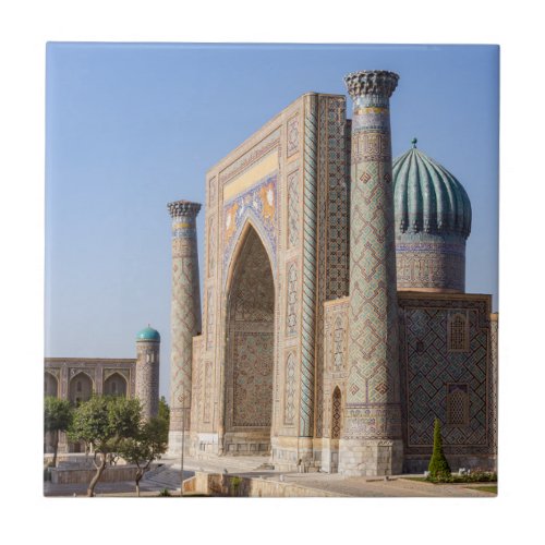 Registan square at sunset _ Samarkand Uzbekistan Ceramic Tile