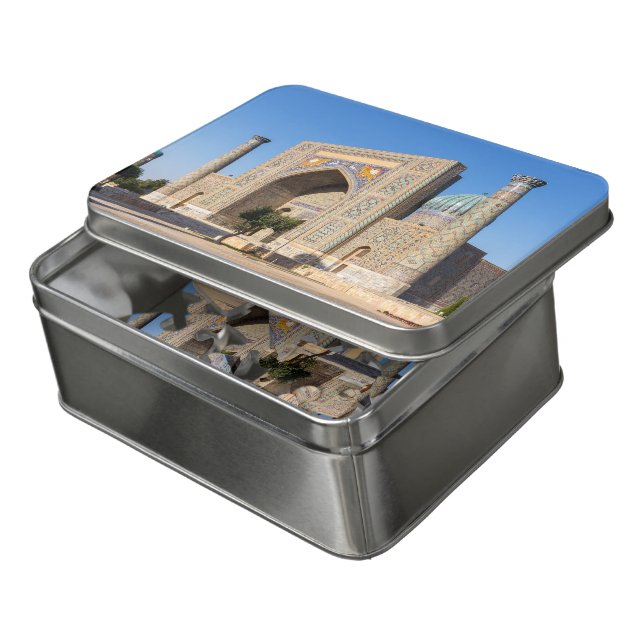 Registan square at sunset - Samarkand, Uzbekistan Jigsaw Puzzle (Lid Open)