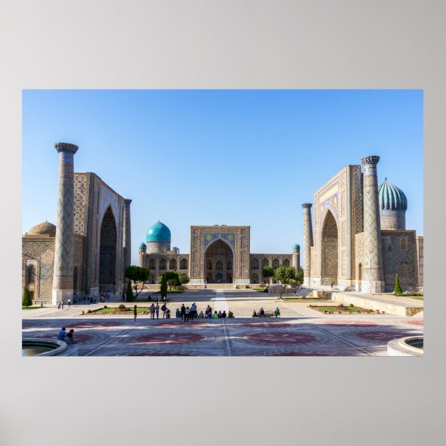 Registan square at sunset - Samarkand, Uzbekistan Poster (Front)