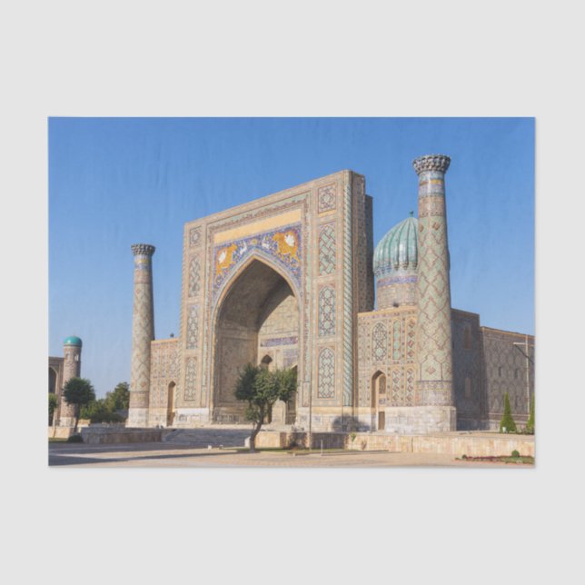 Registan square at sunset - Samarkand, Uzbekistan  Tissue Paper (Front)