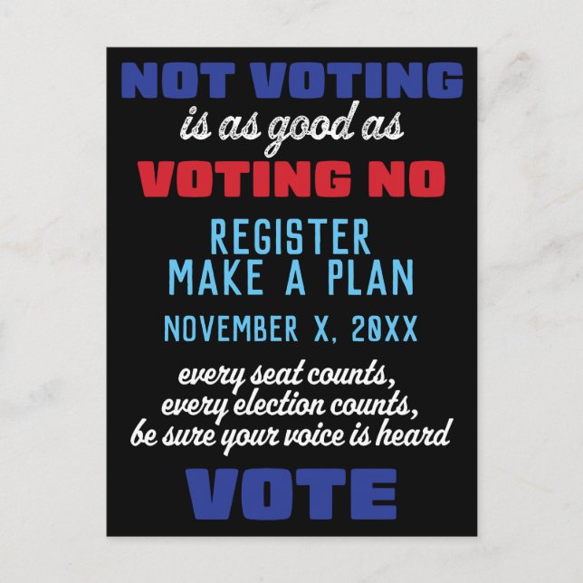 Register and Make a Plan to Vote Postcard (Front)