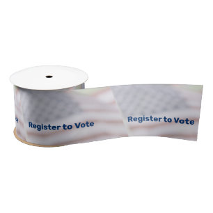 Register to Vote 2024 American US Flag Patriotic Satin Ribbon