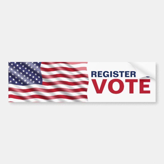 Register To Vote American Flag Election  Bumper Sticker (Front)