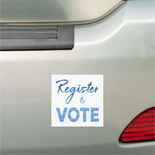 Register to Vote blue watercolor typography square Car Magnet