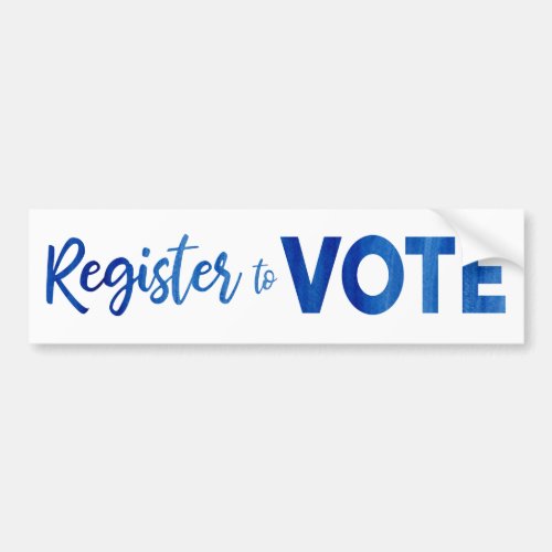 Register to Vote  bold blue watercolor text Bumper Sticker