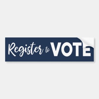 Register to Vote – bold white text on navy blue Bumper Sticker