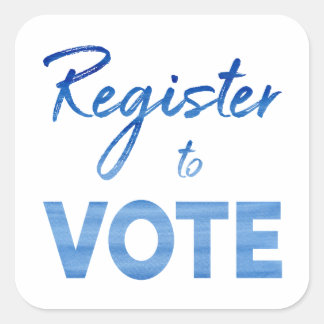 Register to Vote – chic blue watercolor typography Square Sticker