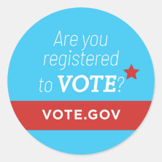 Register to vote classic round sticker