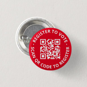Register to vote custom scannable QR Code red Button