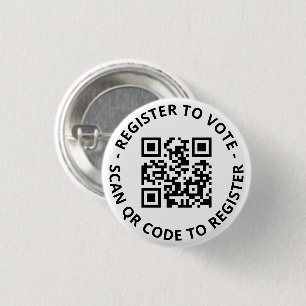 Register to vote custom scannable QR Code white Button