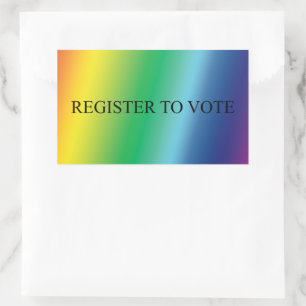 Register to vote elegant typography rainbow pride rectangular sticker
