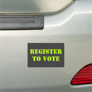 Register to vote grey neon green modern typography car magnet