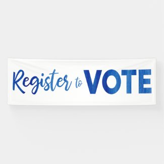 Register to Vote–modern blue watercolor typography Banner