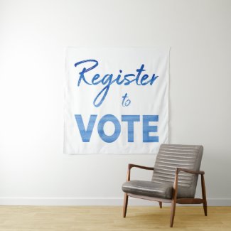 Register to Vote–modern blue watercolor typography Tapestry