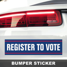 Register To Vote Political Election Blue Red Bumper Sticker at Zazzle