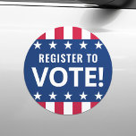 Register to vote political election stars stripes car magnet<br><div class="desc">Car magnet featuring the text "register to vote" and stars and stripes borders.</div>