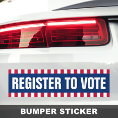 Register To Vote Political Election Striped Border Bumper Sticker at Zazzle