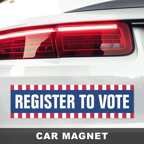 Register to vote political election striped border car magnet