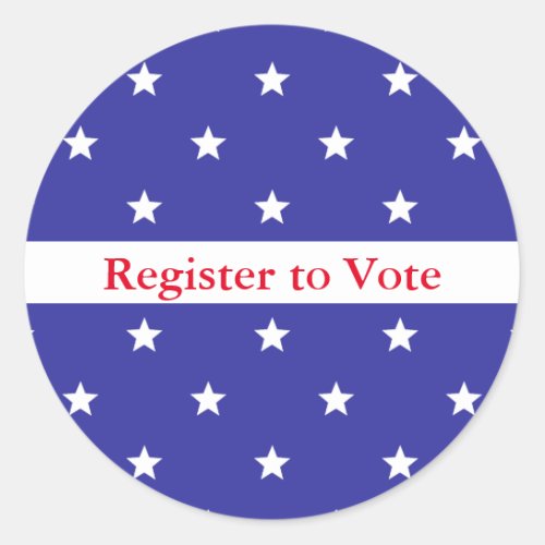 Register to Vote Red Blue and White Star Pattern Classic Round Sticker