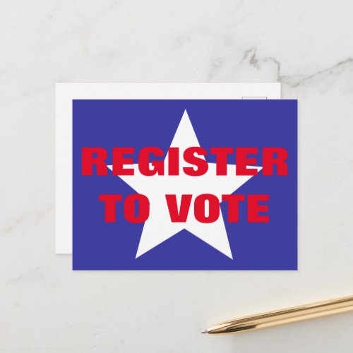 Register to Vote Red White and Blue One Star Postcard