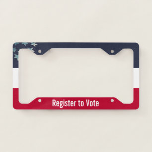 Register to Vote Red White and Blue Patriotic License Plate Frame