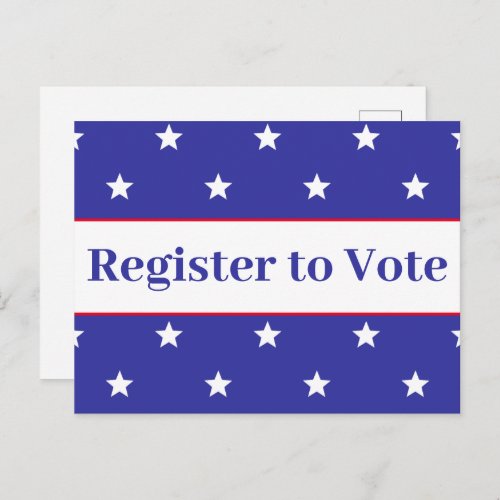 Register to Vote Red White and Blue Postcard
