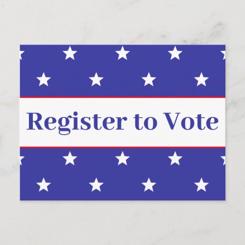 Register to Vote Red White and Blue Postcard