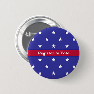 Register to Vote Red White and Blue Star Pattern Button