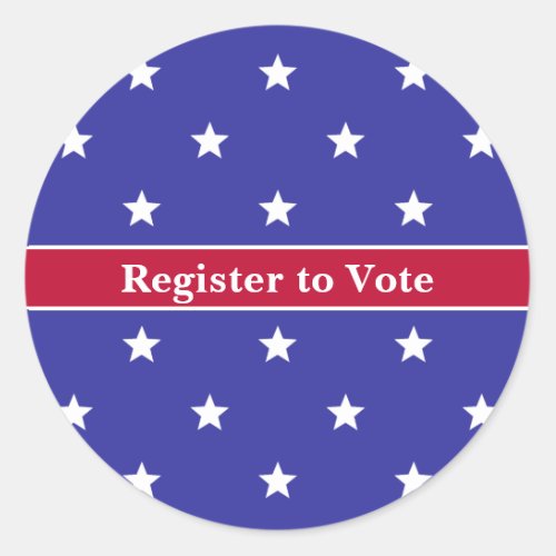 Register to Vote Red White and Blue Star Pattern Classic Round Sticker