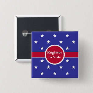 Register to Vote Red White and Blue (Stars) Pinback Button