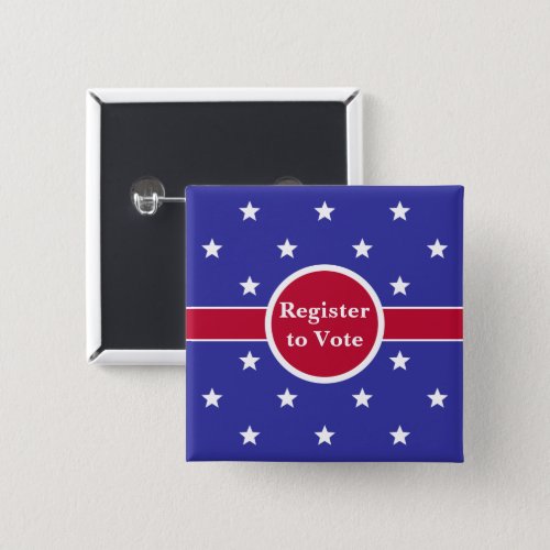 Register to Vote Red White and Blue Stars Pinback Button