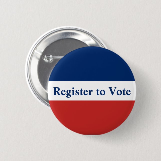 Register to Vote Red White and Blue Stripes Button (Front & Back)
