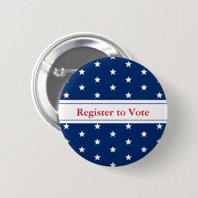 Register to Vote Red White and Blue with Stars Button (Front & Back)